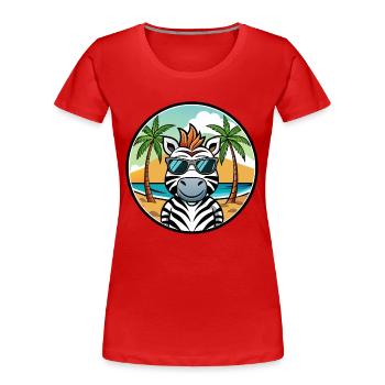 Zebra Lustige Cartoon Sommer Strand Sonnenbrille Cool - Frauen Premium Bio T-Shirt - Rot - Vorne - Mia (176cm)