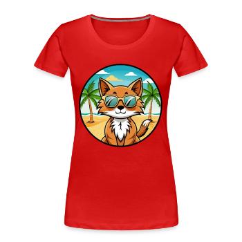 Somali Katzenrasse Cartoon Kawaii Sonnenbrille Strand - Frauen Premium Bio T-Shirt - Rot - Vorne - Mia (176cm)