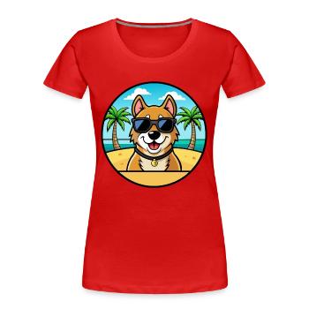 Alano Español Hunderasse Cartoon Sonnenbrille Strand - Frauen Premium Bio T-Shirt - Rot - Vorne - Mia (176cm)