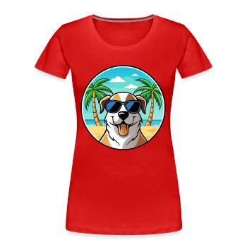 Anatolian Shepherd Dog Breed Cartoon Sunglasses - Women's Premium Organic T-Shirt - red - Front - Mia (176cm)