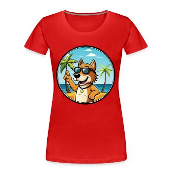 Auvergne Pointing Dog Breed Cartoon Sunglass Beach - Women's Premium Organic T-Shirt - red - Front - Mia (176cm)