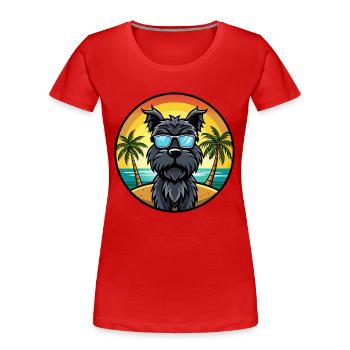 Schwarze russische Terrier Hunderasse Cartoon Sonnenbrille - Frauen Premium Bio T-Shirt - Rot - Vorne - Mia (176cm)