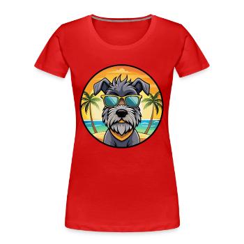 Bouvier Des Ardennes Hunderasse Cartoon Sonnenbrille - Frauen Premium Bio T-Shirt - Rot - Vorne - Mia (176cm)