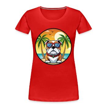 Bulldog Breed Cartoon Lunettes de soleil Beach - T-shirt bio Premium Femme - rouge - Devant - Mia (176cm)