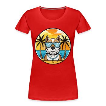 Bully Kutta Chien Race Dessin Animé Lunettes De Soleil Plage - T-shirt bio Premium Femme - rouge - Devant - Mia (176cm)