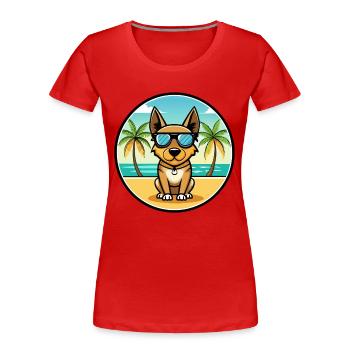 Lancashire Heeler Chien Race Dessin Animé Lunettes De Soleil Plage - T-shirt bio Premium Femme - rouge - Devant - Mia (176cm)