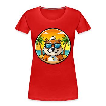 Lunettes de soleil de chasse de race de chien de garde de Moscou plage - T-shirt bio Premium Femme - rouge - Devant - Mia (176cm)