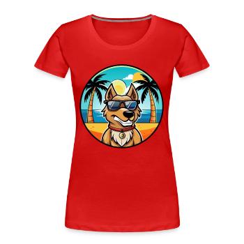 Magyar Agar Dog Breed Cartoon Sunglasses Beach - Women's Premium Organic T-Shirt - red - Front - Mia (176cm)