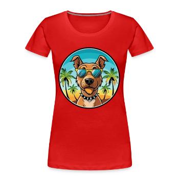 Patterdale Terrier Dog Breed Cartoon Sunglasses - Women's Premium Organic T-Shirt - red - Front - Mia (176cm)