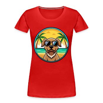 Pudelpointer Chien Race Dessin Animé Lunettes De Soleil Plage - T-shirt bio Premium Femme - rouge - Devant - Mia (176cm)