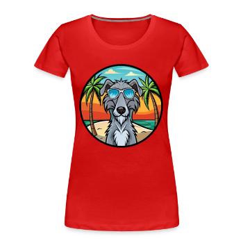 Lunettes de soleil écossaises Deerhound Dog Breed Cartoon - T-shirt bio Premium Femme - rouge - Devant - Mia (176cm)