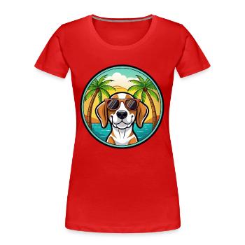 Treeing Walker Coonhound Hunderasse Cartoon Strand - Frauen Premium Bio T-Shirt - Rot - Vorne - Mia (176cm)