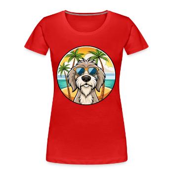 Spinone Italiano Dog Breed Cartoon Sunglass Beach - Women's Premium Organic T-Shirt - red - Front - Mia (176cm)