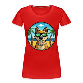 Alano Español Hunderasse Cartoon Sonnenbrille Strand - Frauen Premium Bio T-Shirt - Rot - Vorne - Mia (176cm)