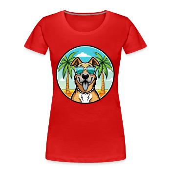 Anatolian Shepherd Dog Breed Cartoon Sunglasses - Women's Premium Organic T-Shirt - red - Front - Mia (176cm)