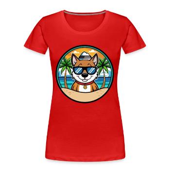 Cao De Seo Miguel Hunderasse Cartoon Strand - Frauen Premium Bio T-Shirt - Rot - Vorne - Mia (176cm)