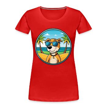 Auvergne Pointing Dog Breed Cartoon Sunglass Beach - Women's Premium Organic T-Shirt - red - Front - Mia (176cm)