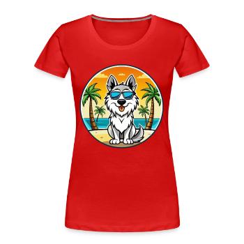Carpathian Shepherd Dog Breed Cartoon Sunglasses - Women's Premium Organic T-Shirt - red - Front - Mia (176cm)