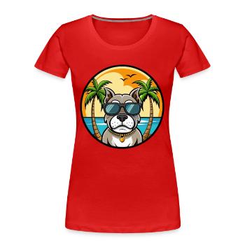 Bully Kutta Chien Race Dessin Animé Lunettes De Soleil Plage - T-shirt bio Premium Femme - rouge - Devant - Mia (176cm)