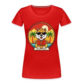 Chinese Imperial Dog Breed Cartoon Sunglass Beach - Women's Premium Organic T-Shirt - red - Front - Mia (176cm)