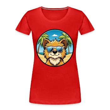 Lowchen Petit Lion Chien Race Dessin Animé Lunettes de Soleil - T-shirt bio Premium Femme - rouge - Devant - Mia (176cm)