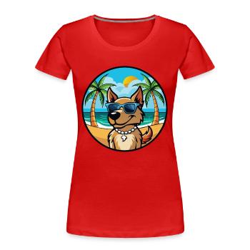 Magyar Agar Dog Breed Cartoon Sunglasses Beach - Women's Premium Organic T-Shirt - red - Front - Mia (176cm)