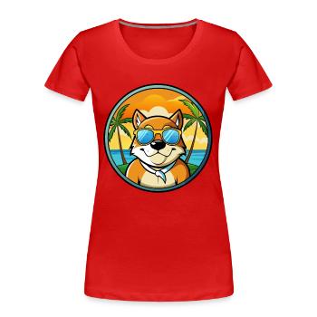 Lunettes de soleil de chasse de race de chien de garde de Moscou plage - T-shirt bio Premium Femme - rouge - Devant - Mia (176cm)