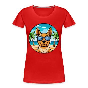 Lancashire Heeler Chien Race Dessin Animé Lunettes De Soleil Plage - T-shirt bio Premium Femme - rouge - Devant - Mia (176cm)
