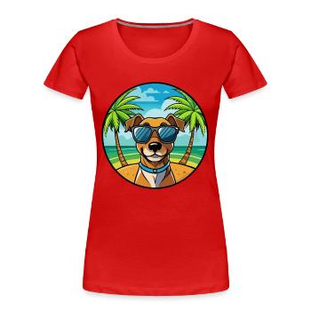 Patterdale Terrier Dog Breed Cartoon Sunglasses - Women's Premium Organic T-Shirt - red - Front - Mia (176cm)