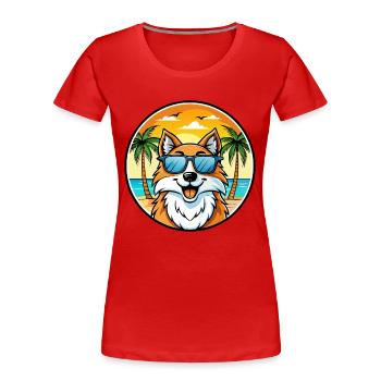 Scotch Collie Hunderasse Cartoon Sonnenbrille Strand - Frauen Premium Bio T-Shirt - Rot - Vorne - Mia (176cm)