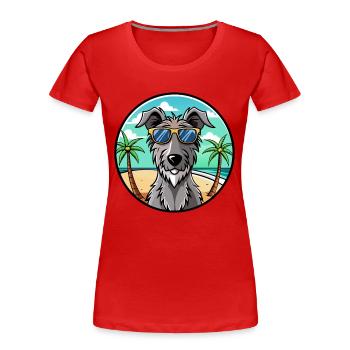 Lunettes de soleil écossaises Deerhound Dog Breed Cartoon - T-shirt bio Premium Femme - rouge - Devant - Mia (176cm)