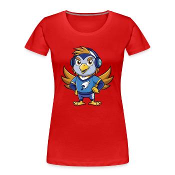 Falcon Funny Cartoon Character Musique de casque - T-shirt bio Premium Femme - rouge - Devant - Mia (176cm)
