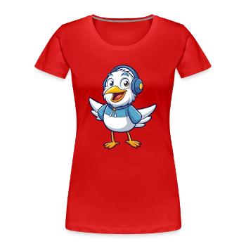 Mouette Funny Cartoon Character Musique de casque - T-shirt bio Premium Femme - rouge - Devant - Mia (176cm)