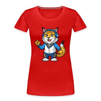 Lynx Funny Cartoon Character Musique de casque - T-shirt bio Premium Femme - rouge - Devant - Mia (176cm)