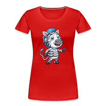 Zebra Funny Cartoon Character Musique de casque - T-shirt bio Premium Femme - rouge - Devant - Mia (176cm)