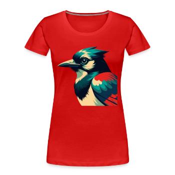Blue Jay Cartoon Character Colorful Pet Animal - Women's Premium Organic T-Shirt - red - Front - Mia (176cm)