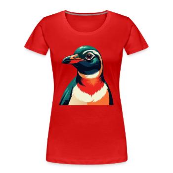 Penguin Cartoon Character Colorful Pet Animal - Women's Premium Organic T-Shirt - red - Front - Mia (176cm)