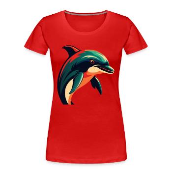 Dolphin Cartoon Character Colorful Pet Animal - Women's Premium Organic T-Shirt - red - Front - Mia (176cm)