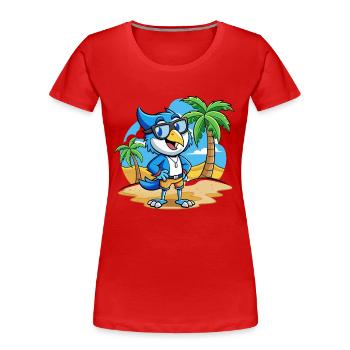 Blue Jay Funny Cartoon Summer Beach Sunglasses - Women's Premium Organic T-Shirt - red - Front - Mia (176cm)