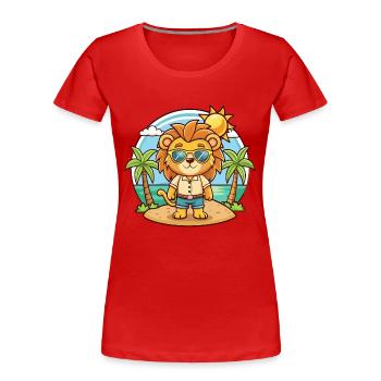 Lunettes de soleil de plage d’été Lion Funny Cartoon - T-shirt bio Premium Femme - rouge - Devant - Mia (176cm)