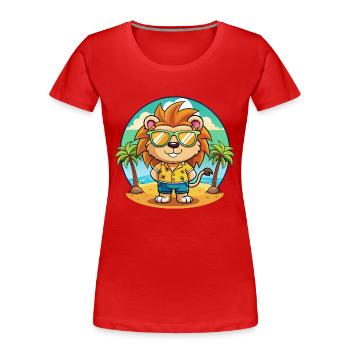 Lunettes de soleil de plage d’été Lion Funny Cartoon - T-shirt bio Premium Femme - rouge - Devant - Mia (176cm)