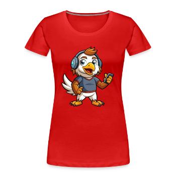 Eagle Funny Cartoon Character Musique de casque - T-shirt bio Premium Femme - rouge - Devant - Mia (176cm)