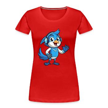 Blue Jay Funny Cartoon Character Headphone Music - Women's Premium Organic T-Shirt - red - Front - Mia (176cm)