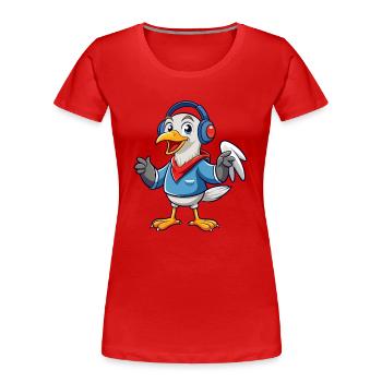 Albatross Funny Cartoon Character Musique de casque - T-shirt bio Premium Femme - rouge - Devant - Mia (176cm)