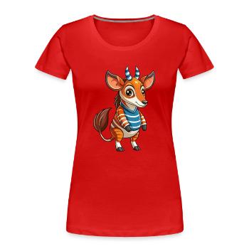 Okapi Funny Cartoon Character Musique de casque - T-shirt bio Premium Femme - rouge - Devant - Mia (176cm)