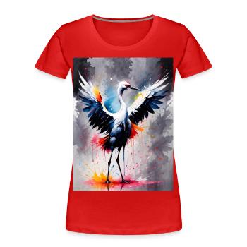 Kranich - Frauen Premium Bio T-Shirt - Rot - Vorne - Mia (176cm)