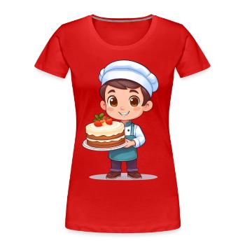 Konditor mit Torte - Frauen Premium Bio T-Shirt - Rot - Vorne - Mia (176cm)