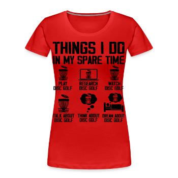 Disc Golf Spieler Disc Golf Disc Golf Spieler - Frauen Premium Bio T-Shirt - Rot - Vorne - Mia (176cm)