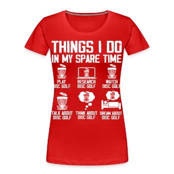 Disc Golf Spieler Disc Golf Disc Golf Spieler - Frauen Premium Bio T-Shirt - Rot - Vorne - Mia (176cm)