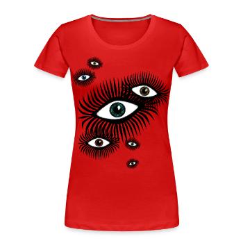 sixties eyes 60s 7 Augen psychedelic - Frauen Premium Bio T-Shirt - Rot - Vorne - Mia (176cm)